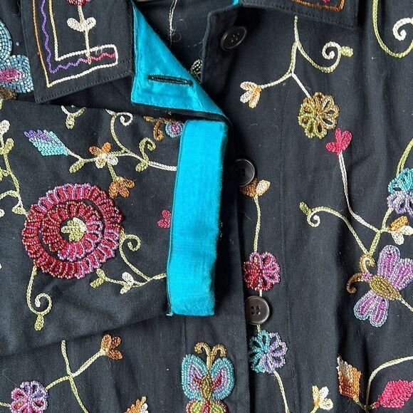 Quacker Factory Butterflies and Flowers Jacket and shirt Set Woman’s Large Beade - Picture 15 of 15